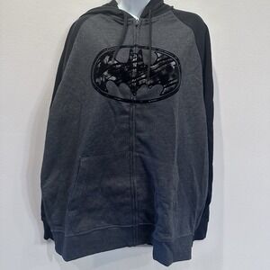 DC Comics Batman Full Zip-up Hoodie Men's Sz XL (46/48) Gray Full Zip